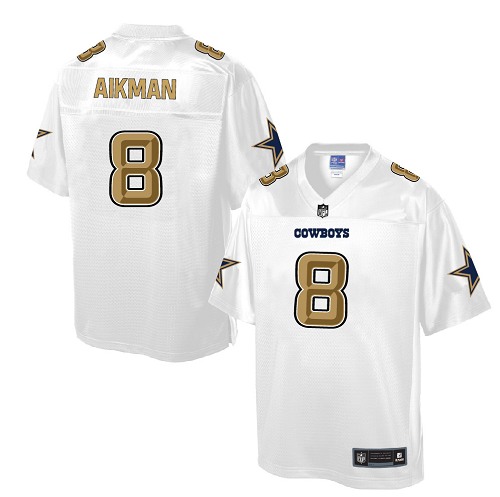 Men's Game Troy Aikman Nike Jersey White - #8 Pro Line Fashion NFL Dallas Cowboys